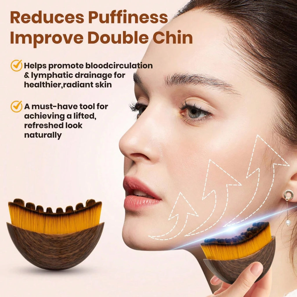 Face Massage Brush with Contour Design for Chin and Jawline Beauty Routines, A or B Selection Labels for Instruction-Guided Personal Skincare Accessories