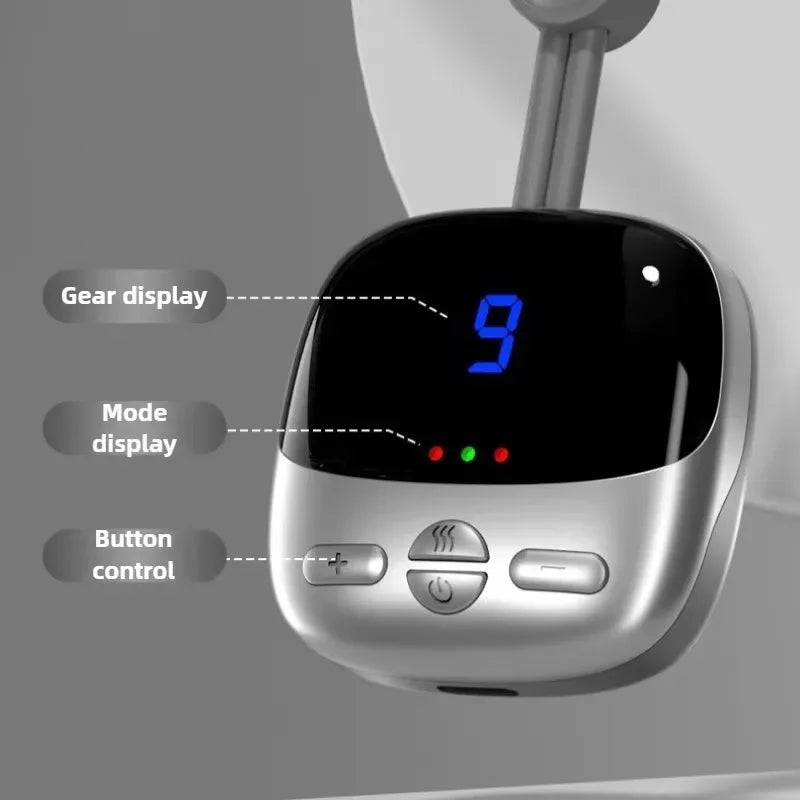 Pendant-Style Heated Neck Massager with Four Low-Frequency Modes, 15 Intensity Levels, Three Heat Settings and LED Display in Gray or Red