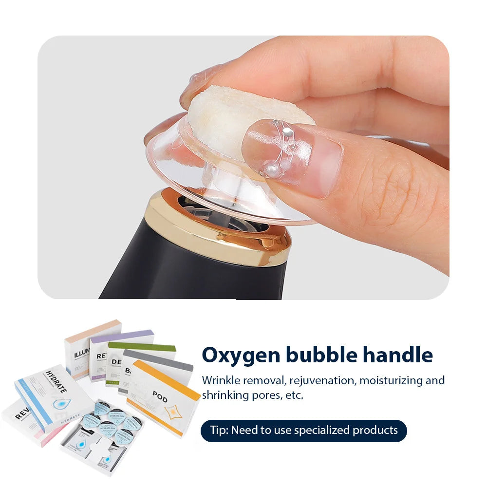 CO2 Facial Bubble Device Machine Only in White or Black, Handheld Beauty Tool with Listed Vibration, Spin and LED Modes, Compatible Care Kit Sold Separately