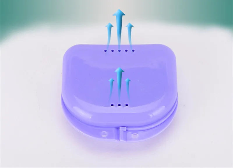 Vented Dental Storage Cases 50-Pack, Denture and Retainer Boxes with Seven Single-Color Choices or Random Mixed Colors for Compatible Removable Appliance Storage