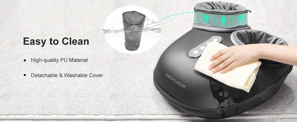 Medcursor Shiatsu Foot Massager with Heat and Roller Massage, Black MDFM400 Electric Foot Care Machine with US or EU Plug Options for Home Relaxation
