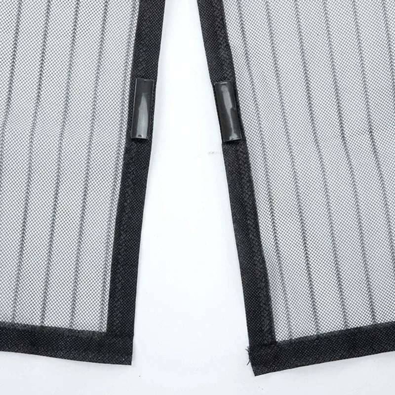 Magnetic Mesh Door Curtain with No-Drill Hook-and-Loop Mounting, Polyester Insect Screen in Black or White, 90 x 210 cm and 100 x 210 cm for Home Ventilation