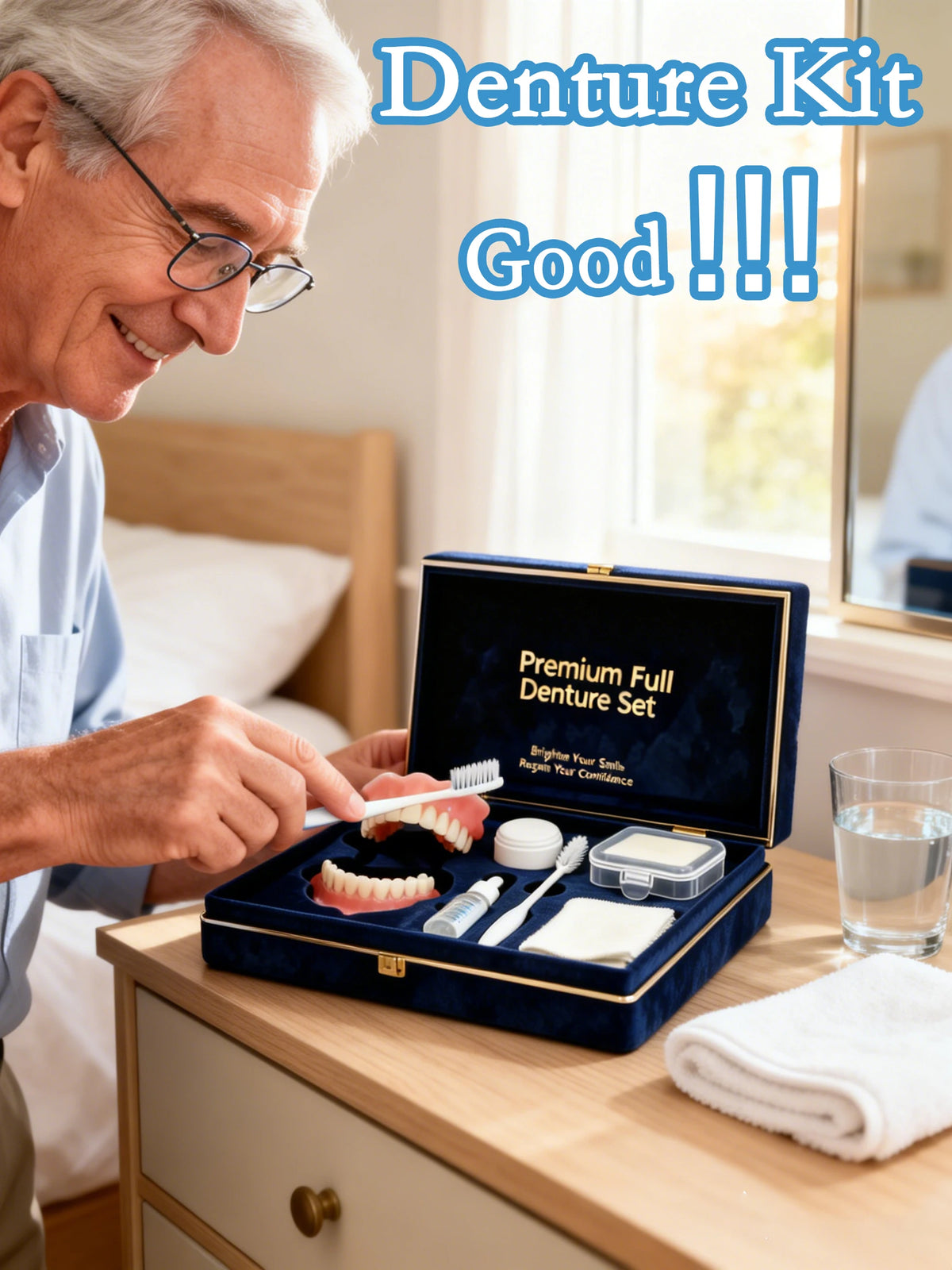 2026 NEW Natural-Looking Silicone Full Denture Set (Upper & Lower) – Soft, Comfortable Fit for Daily Oral Care, for Men & Women