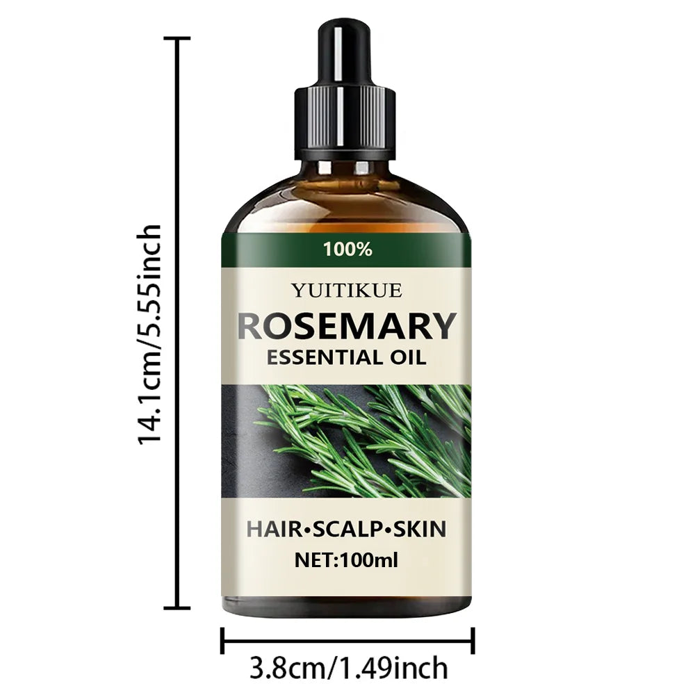 Rosemary Essential Oil for Label-Guided Aromatherapy and Cosmetic Hair, Scalp and Skin Care, At-Home Personal Grooming and Self-Care Gift Ideas