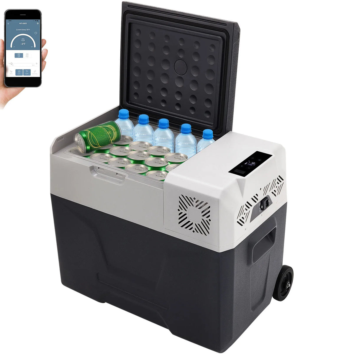 Portable Car Refrigerator by Succebuy, 15L–55L Compressor Cooler with Touch Panel and App Control, ECO and MAX Modes, 12V/24V DC Support for RV Camping and Road Trips
