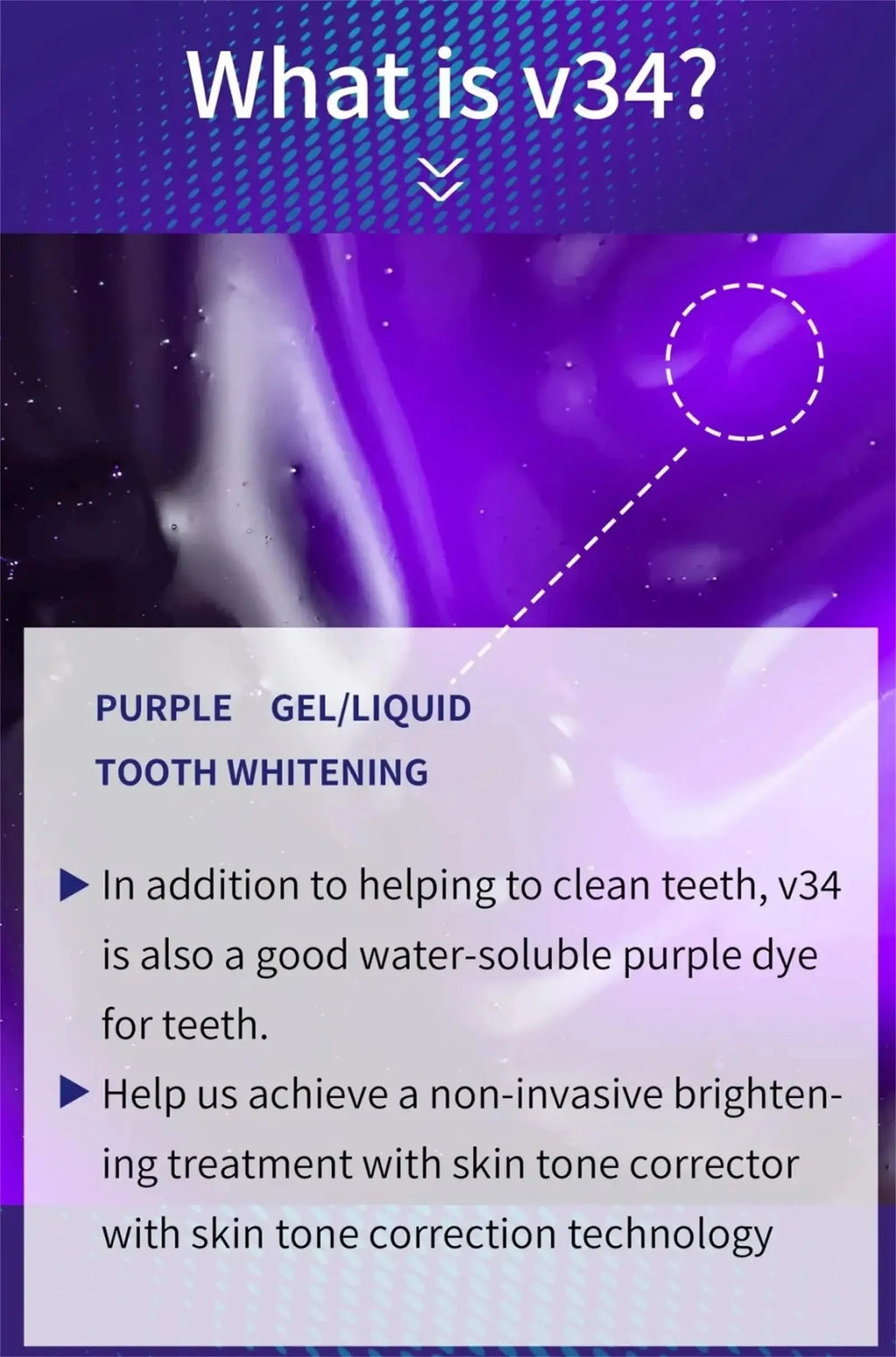 V34 Purple Toothpaste Serum with Color-Correcting Concept, 1-Piece, 2-Piece or Seven-Piece Box Options for Label-Guided Adult Oral Care Routines