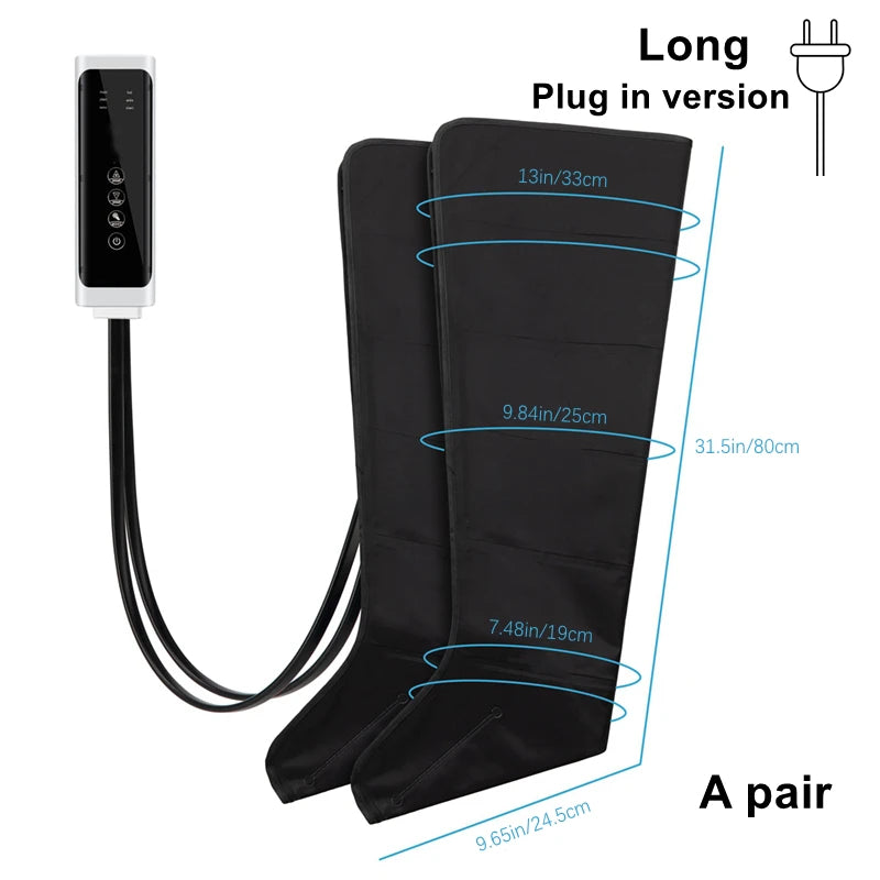 Air Compression Leg Massager by JinKairui with 3 Modes, 3 Intensity Levels and Display Controller, Short or Long Options Without Heat
