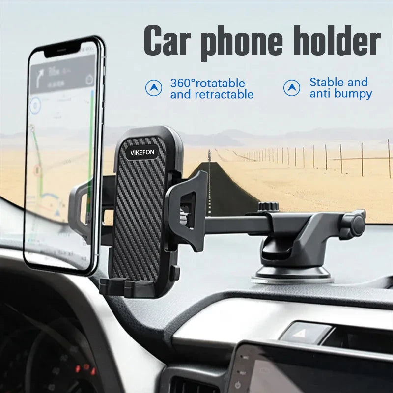 Suction Cup Car Phone Mount for Compatible Dashboard or Windshield Placement, Adjustable Smartphone Holder with Separate Air Vent Style Option