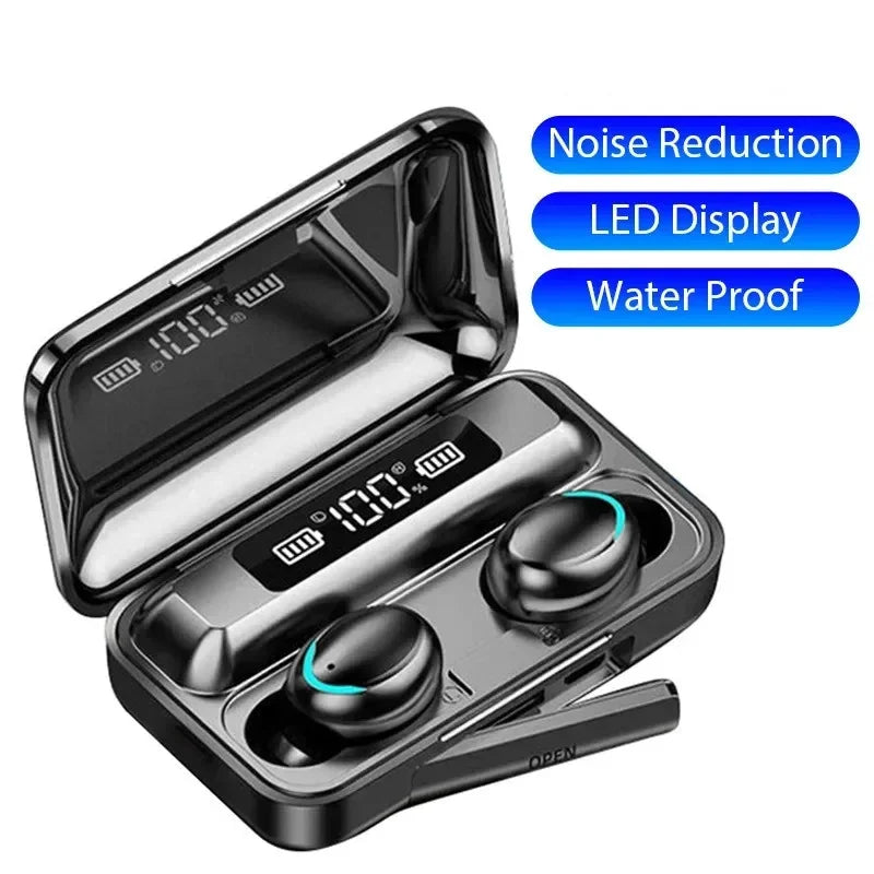 F9 Wireless Earbuds with LED Display, Black TWS Bluetooth Stereo Earphones for Compatible Devices, Personal Audio and Everyday Listening at Home or on the Go