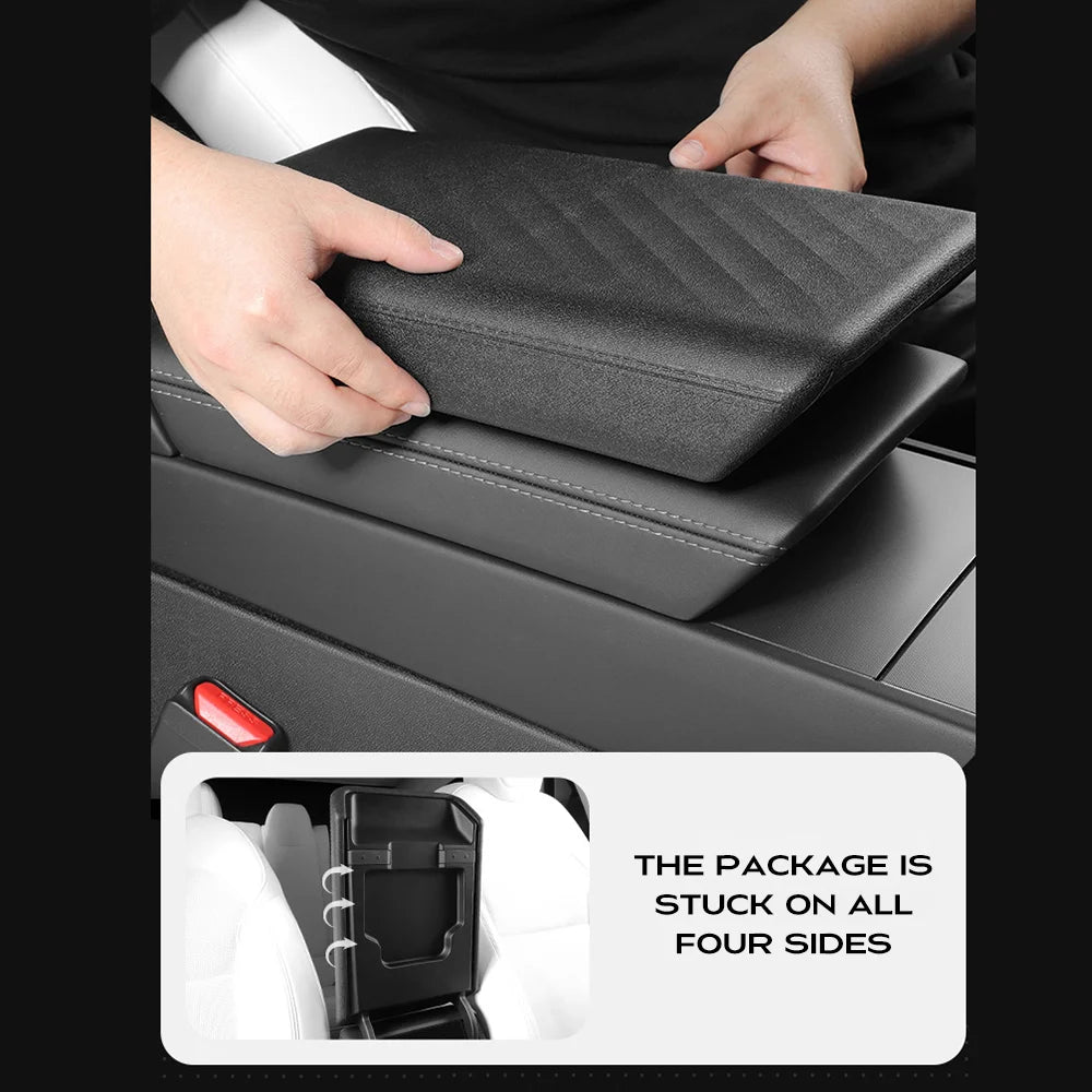 TPE Center Console Armrest Cover by TEKSY for Listed Tesla Model 3 Highland 2024–2026 and Model Y Juniper 2025–2026, Black, White and NEW Version Options