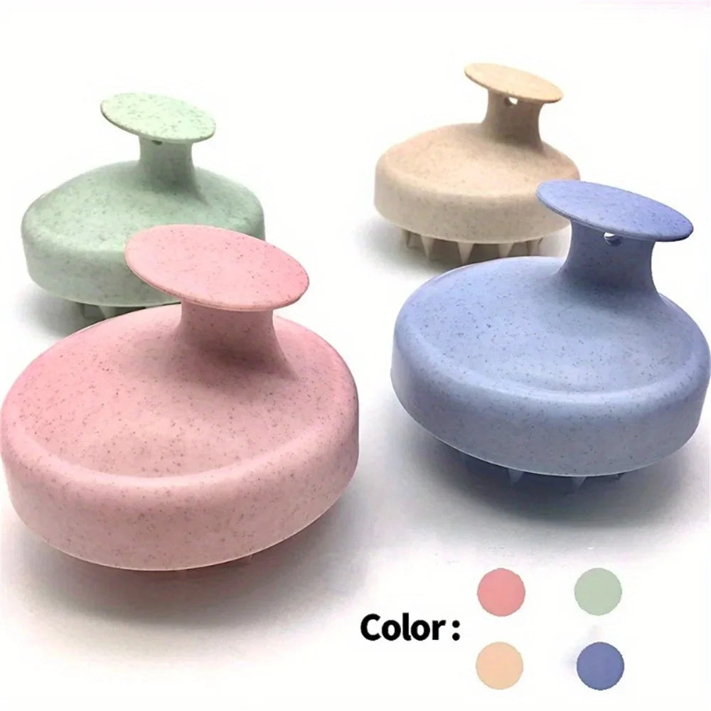 Silicone Shampoo Brush with Manual Scalp Massage Teeth, Approximate 8 x 7cm Hair Washing Tool in White, Green, Pink or Blue for Everyday Shower Hair Care