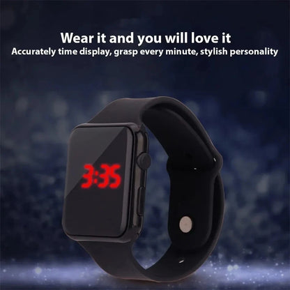LED Digital Watch for Men and Women, Lightweight 22g Wristwatch with Date Display, 12/24-Hour Format and Rubber Band in Four Color Options