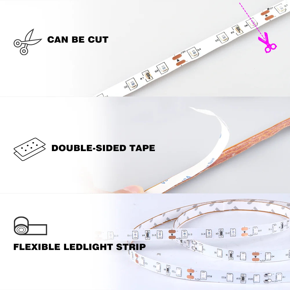 Blacklight LED Strip with 5V USB Power and Listed 60 LEDs per Meter, Eleven Length Options for Fluorescent Posters, Party Decorations and Indoor Glow Displays