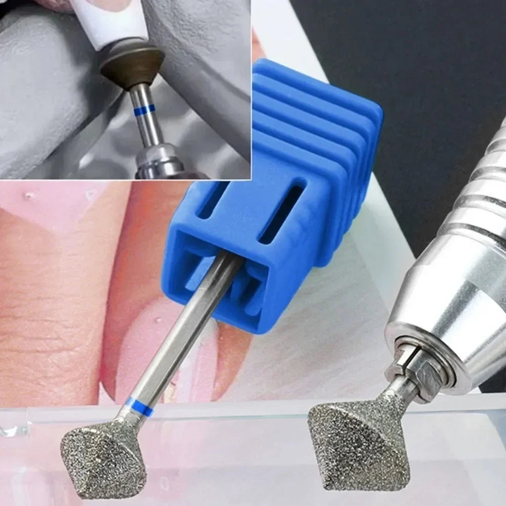 Diamond Cuticle Nail Drill Bit with 3/32-Inch Shank, Single Rotary Manicure Burr in Green or Blue Options for Compatible Electric Nail File Machines