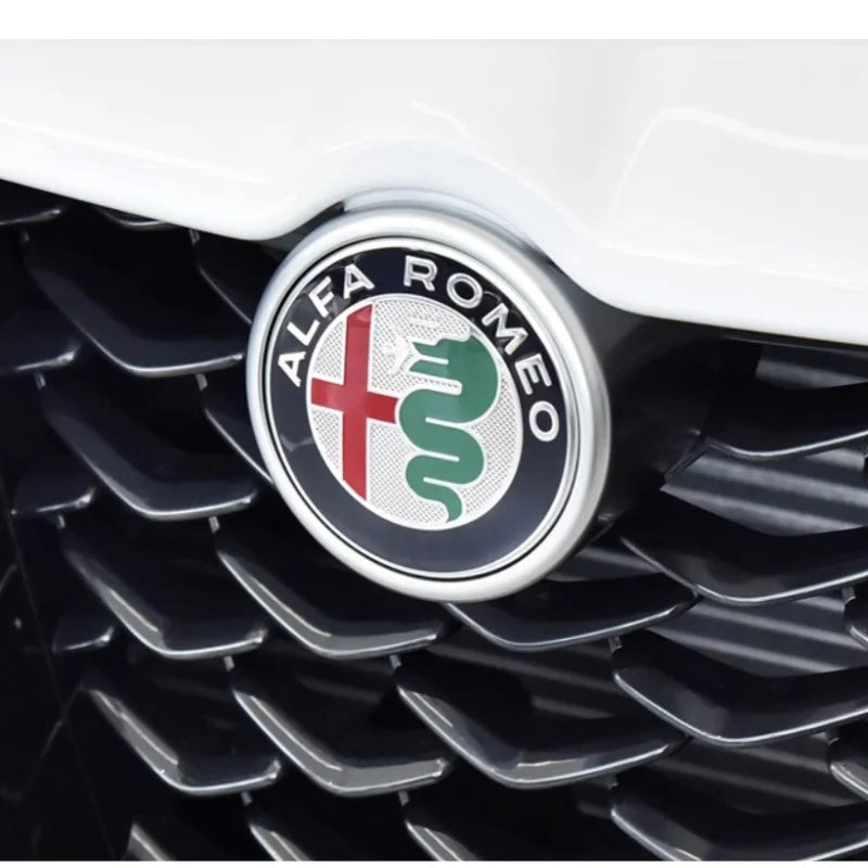 Car Emblem Badge Stickers, 2-Piece Set with 74mm Size Reference for Alfa Romeo 147, 156 and 159 Styling, Five Color Labels for Flat-Surface Application