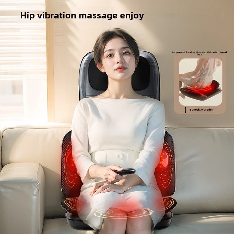 Massage Seat Cushion 5-in-1 Chair Pad with Listed Heat, Vibration and Kneading, US EU UK or AU Plug Options for Compatible Home Seating and Personal Massage Breaks