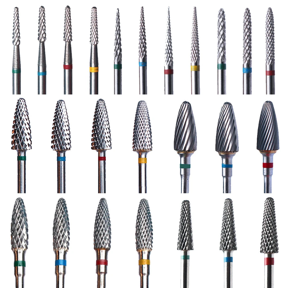 Tungsten Carbide Nail Drill Bit, Single-Piece Rotary Milling Tool with 2.35mm Shank and Numbered Options for Professional Electric Manicure and Pedicure Use