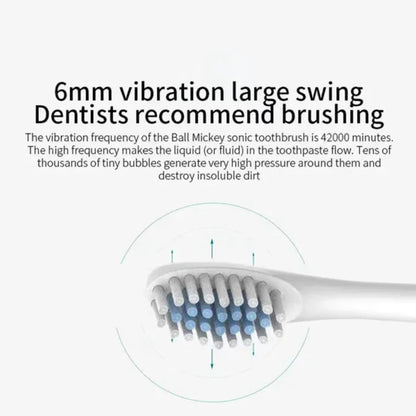 USB Rechargeable Electric Toothbrush for Adults, X3 Six-Mode Soft Bristle Brush with Two-Minute Cycle, 30-Second Reminders and Four-Head Option Labels