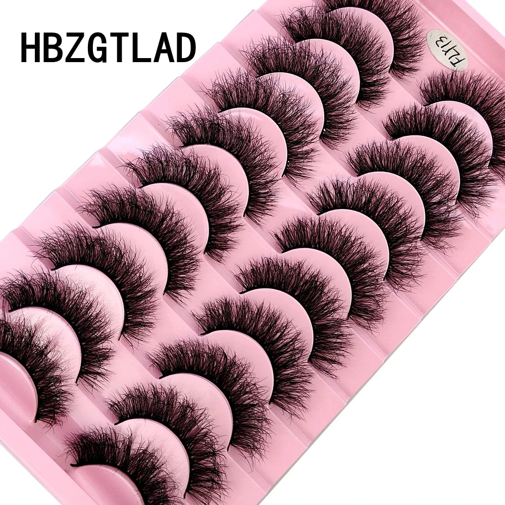 Faux Mink Strip Eyelashes in Ten-Pair Style Options, Synthetic Lash Fibers with Black Cotton Band Reference and Eighteen Codes for Everyday or Occasion Makeup