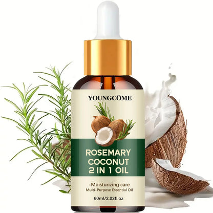 Rosemary Hair Oil with Coconut Oil Reference, 40ml Single, 60ml Single or Three-Piece 60ml Options for Label-Guided Cosmetic Hair and Scalp Care Routines