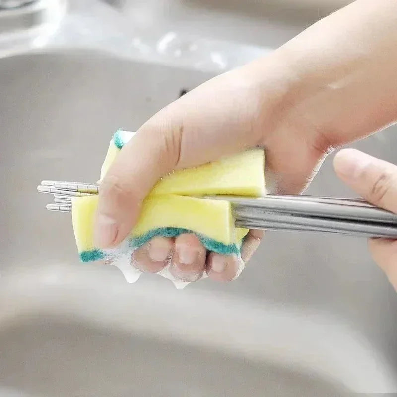 Yellow and Green Dish Sponges with Fiber Scouring Pads, Double-Sided Kitchen Cleaning Sponges in 10, 30 or 50-Piece Packs for Compatible Tableware and Pots