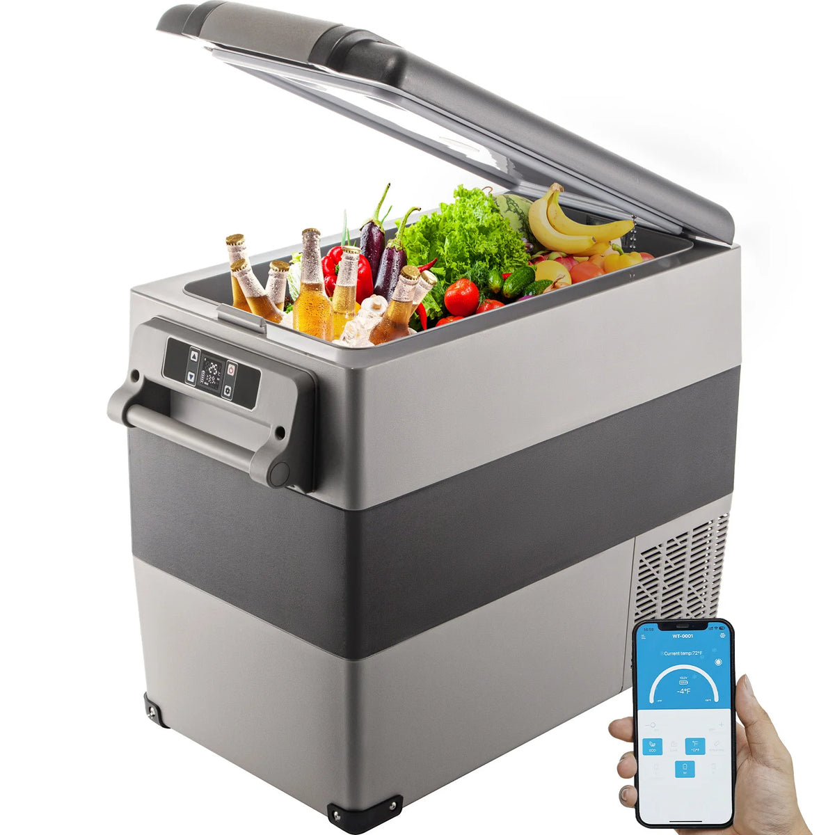 Portable Car Refrigerator by Succebuy, 15L–55L Compressor Cooler with Touch Panel and App Control, ECO and MAX Modes, 12V/24V DC Support for RV Camping and Road Trips