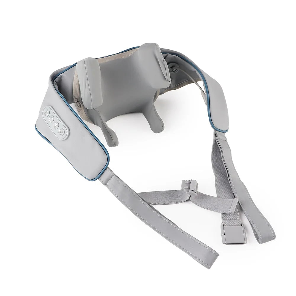 Rechargeable Neck and Shoulder Massage Shawl with Listed Two Modes, Adjustable Straps and Back Buckle, 20W or 26W Kneading Models in White, Grey and Brown Options