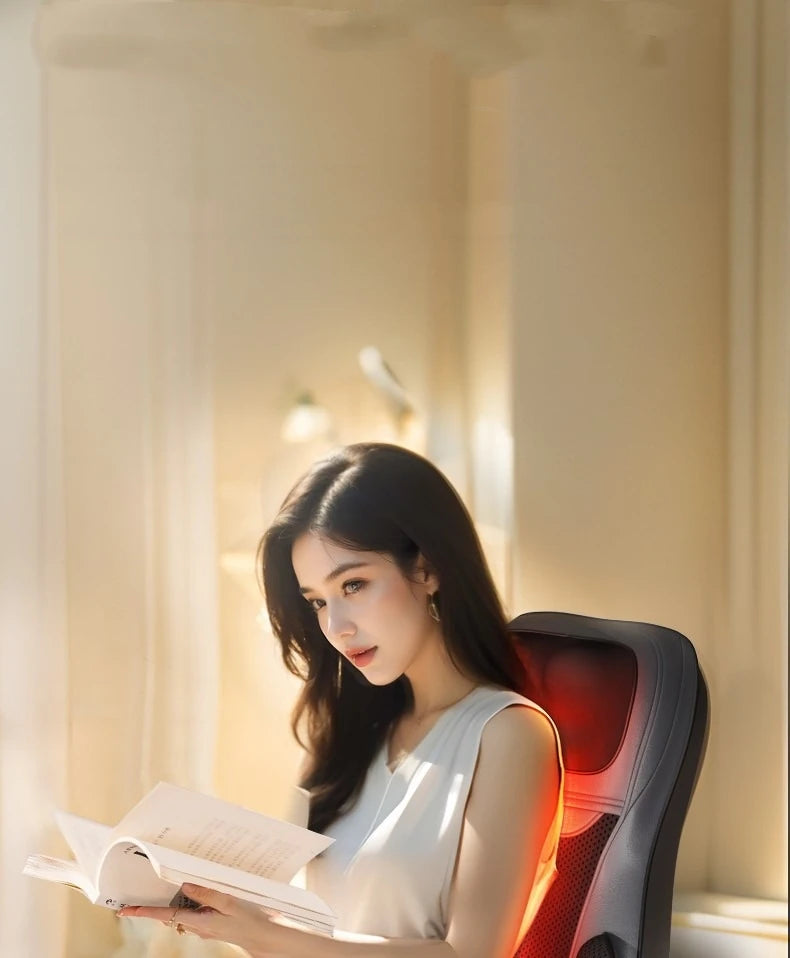 Massage Seat Cushion 5-in-1 Chair Pad with Listed Heat, Vibration and Kneading, US EU UK or AU Plug Options for Compatible Home Seating and Personal Massage Breaks