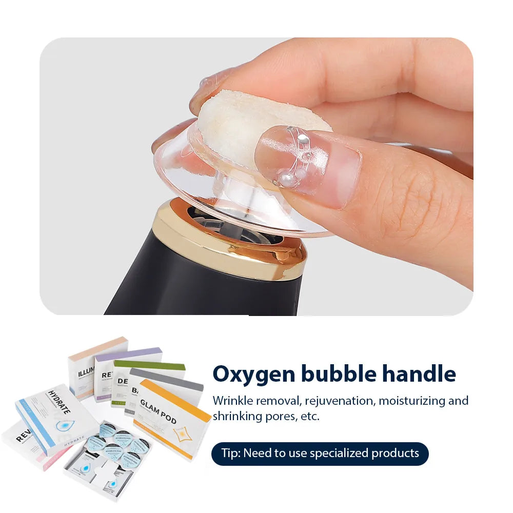 Facial Bubble Pen Machine Only with Five Vibration and Spin Levels, Eight LED Modes, White or Black Handheld Device, Care Kit Sold Separately