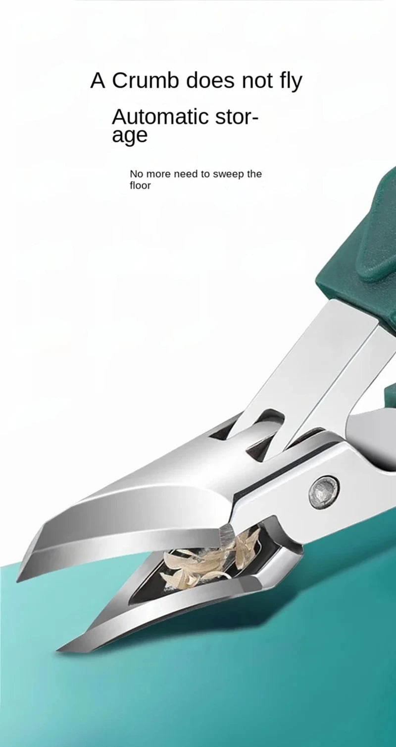 Slanted Toenail Clipper, Stainless Steel and PP Manual Nail Trimmer with Listed 10.2 x 1.8cm Size in Green or Black for Adult Home Pedicure Grooming