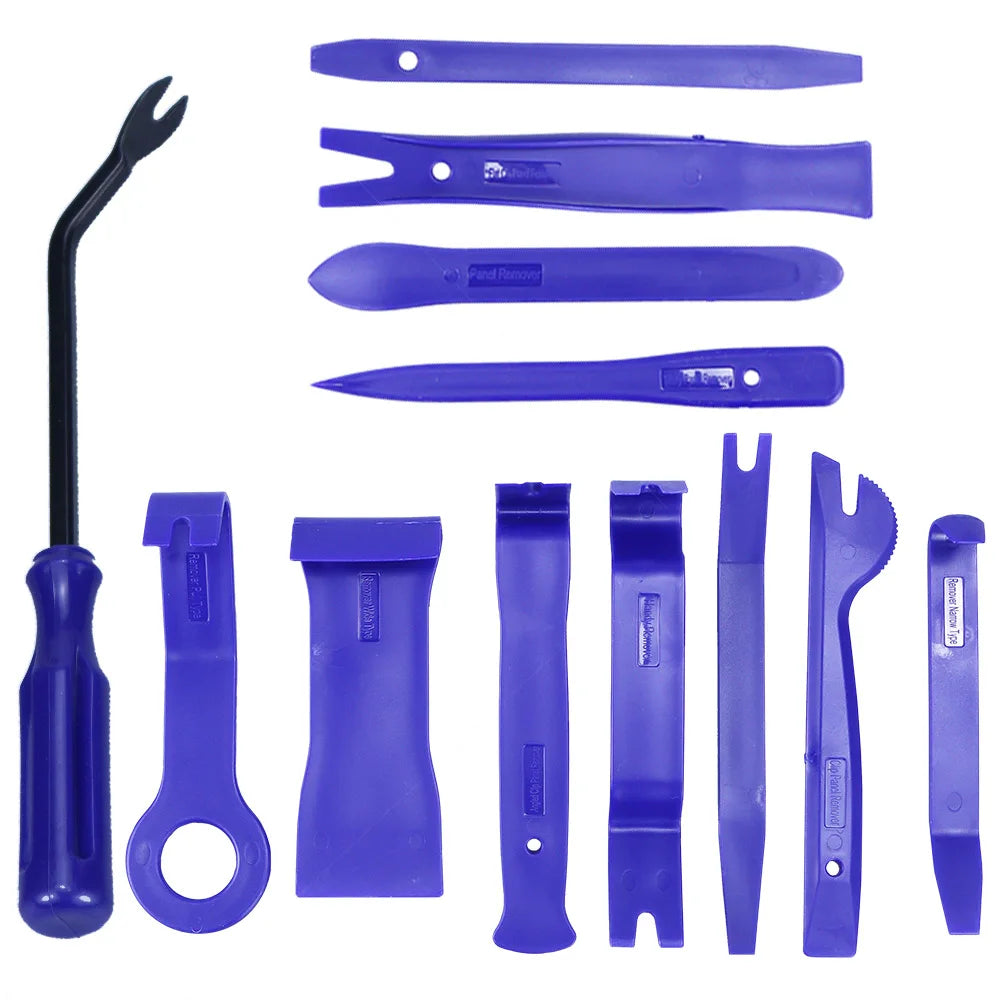 Car Trim Removal Tools with Red or Blue 5, 11 and 12-Piece Kit Options plus Separate Pliers, Manual Accessories for Door Panels, Clips and Dashboard Trim