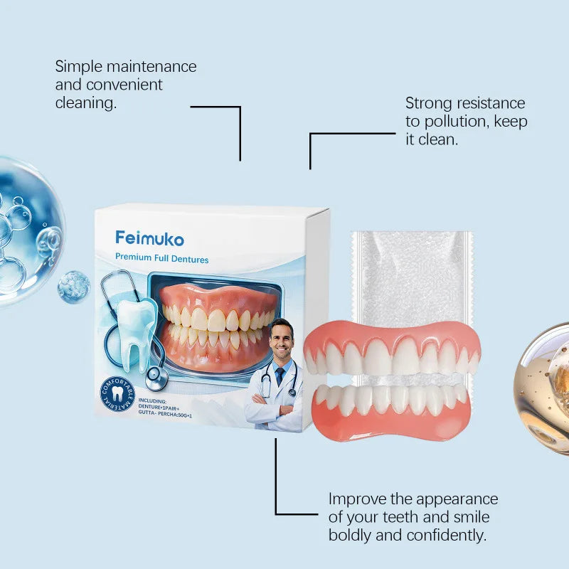 Adult Snap-On Cosmetic Teeth Set with Listed Adjustable Design, Single-Box and Multi-Pack Options for Temporary Smile Appearance