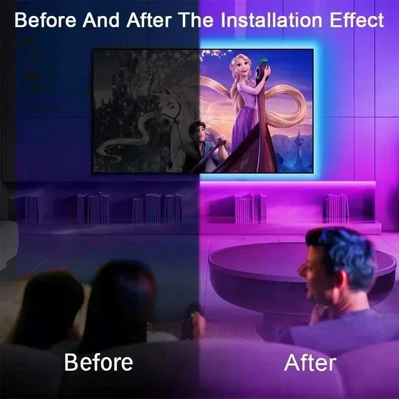 5V USB RGB LED Strip Lights with App Control and Timer, Listed Bluetooth and 24-Key Remote, Nine Length Options from 1m to 30m for Indoor Home Decoration
