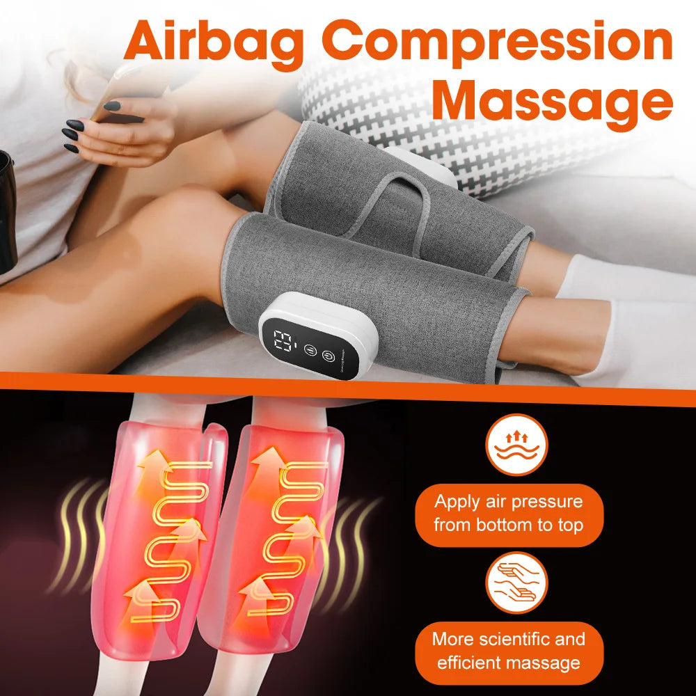 Three-Mode Calf Air Massager with 15-Minute Timer, 1800mAh Rechargeable Battery, Linen Mesh Wrap and One- or Three-Level Single and Pair Options