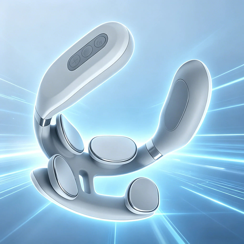 100V JP Plug Neck Massager with Listed USB Rechargeable Design, Four-Head Heating and Adjustable Intensity for Adult Relaxation, Compatibility Check Required