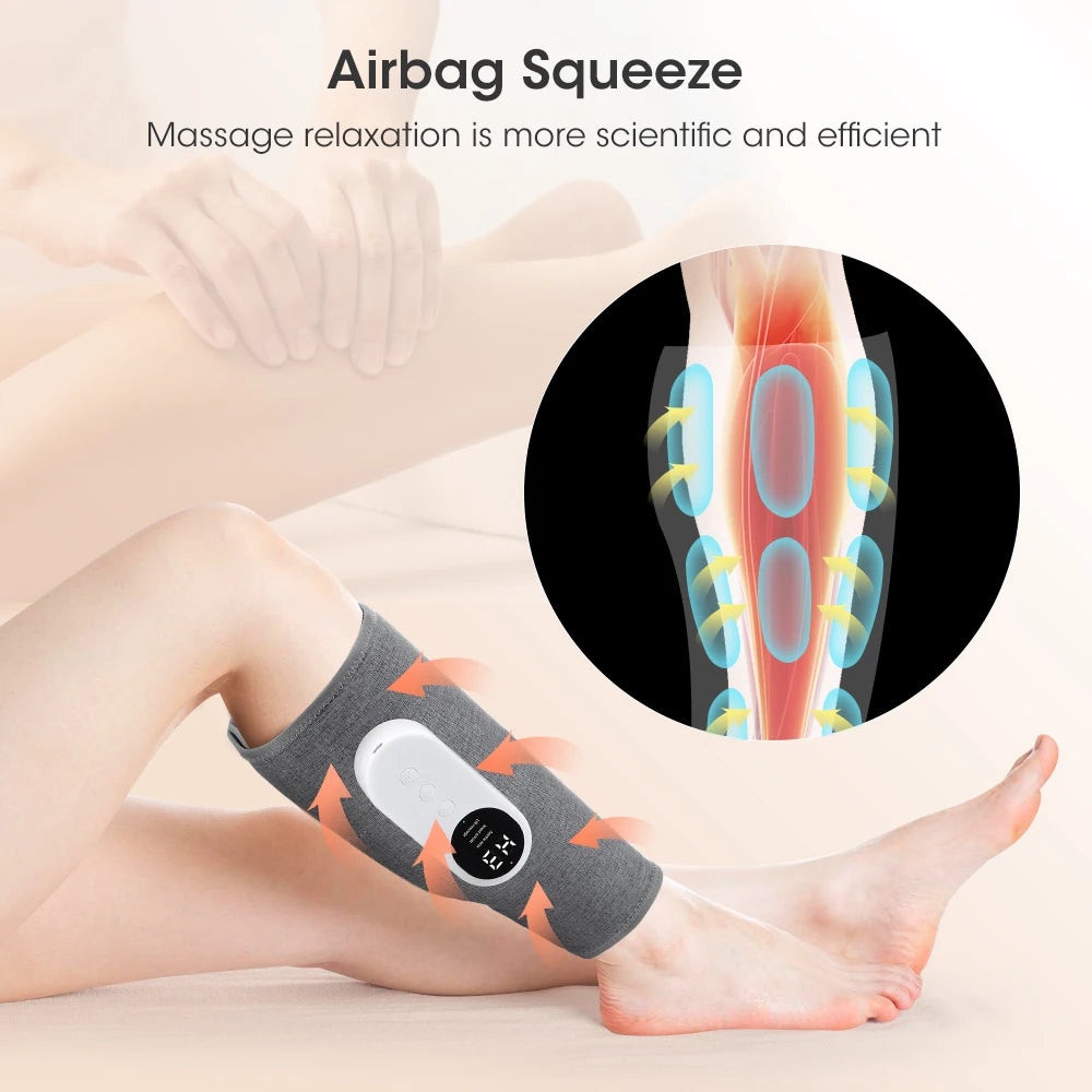 Heated Calf Compression Massager with Three Heat Settings, Three Massage Modes and Intensities, 2000mAh Battery and USB-C Charging in Single or Pair Options