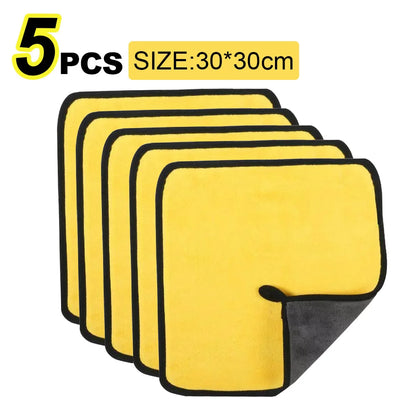 Car Detailing Microfiber Towels in Yellow, Soft Absorbent Polyester Cleaning Cloths with T054 and T056 Options in 1, 3 or 5 Pieces for Vehicle and Window Care