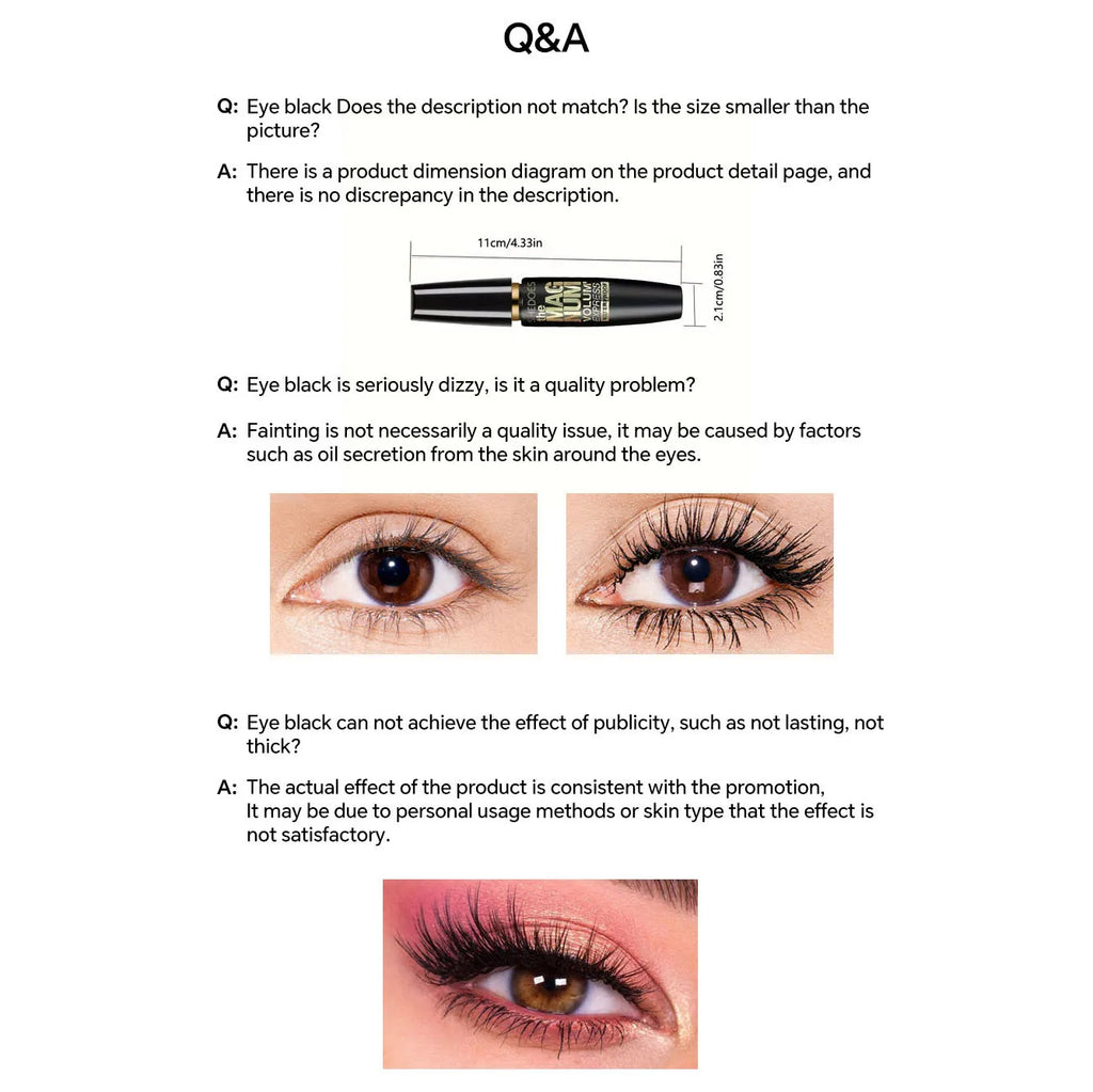 SHEDOES Volume Mascara with Hourglass Brush Wand, Lash Definition and Fuller-Looking Finish for Adult Everyday, Party and Creative Eye Makeup Routines