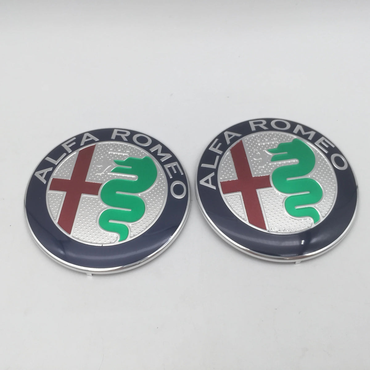 Car Emblem Badge Stickers, 2-Piece Set with 74mm Size Reference for Alfa Romeo 147, 156 and 159 Styling, Five Color Labels for Flat-Surface Application