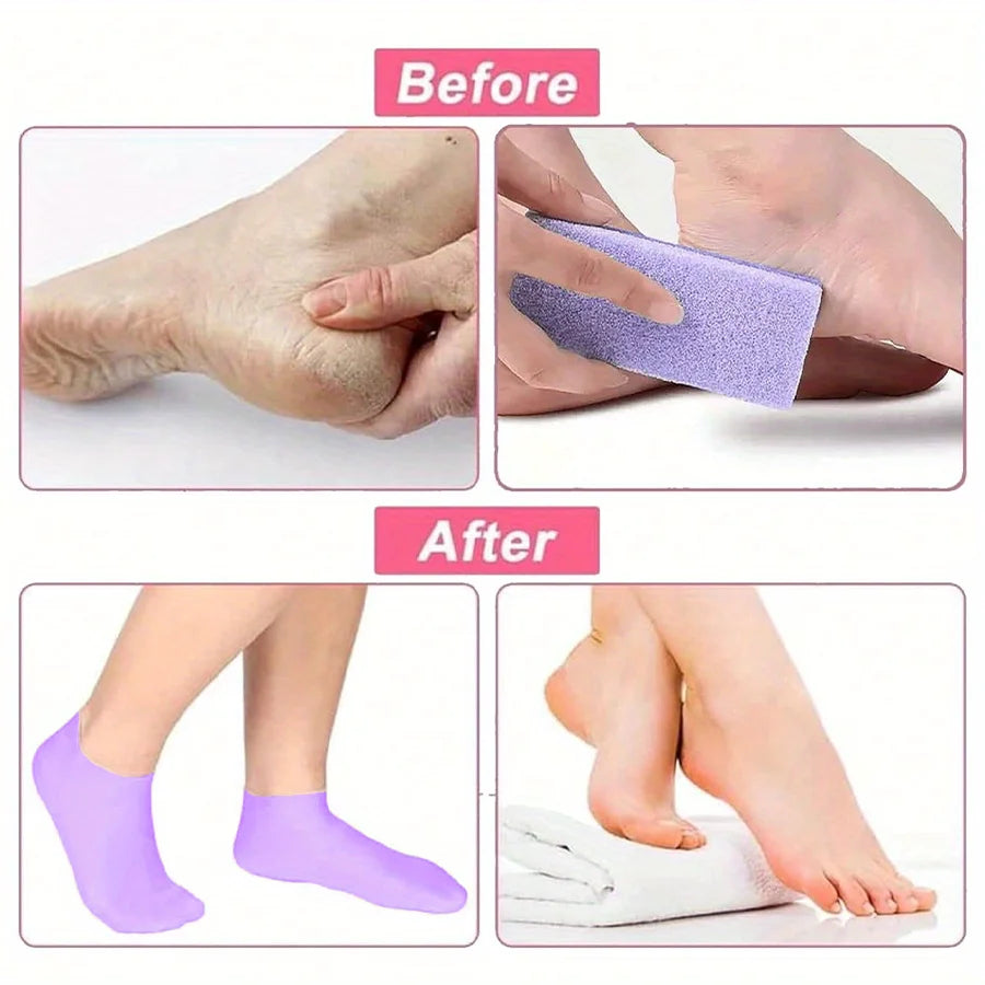 Silicone Foot Socks for Women's At-Home Moisturizing Routines, Personal Foot Care Accessory in Purple, Blue, Black, Green, Pink, White or Orange