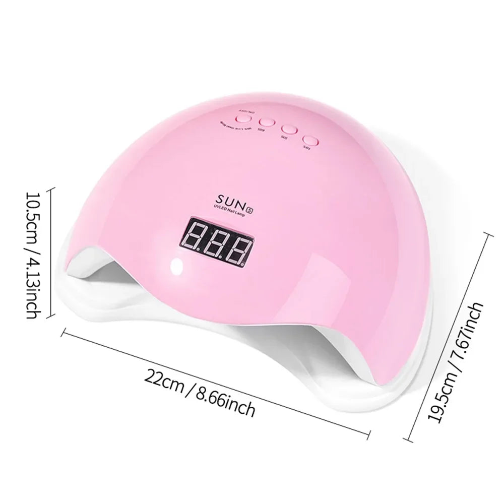 48W UV LED Nail Lamp for Gel Manicures and Pedicures, 24 Listed LED Beads with Pink or White Color Choices and USB, EU or US Power Options