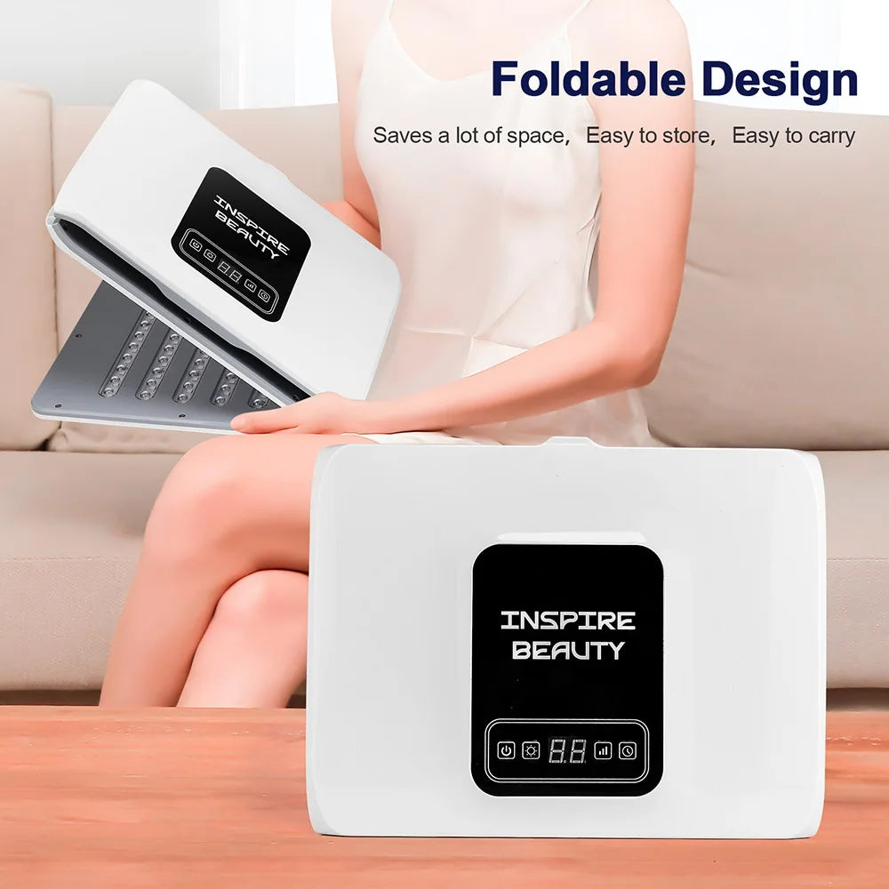 Foldable LED Facial Light Machine with 160 Listed LEDs and Seven Color Modes, 24W Face and Body Beauty Device with Eye Protection and Regional Plug Options