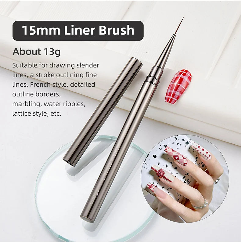 Nail Art Striping Brushes for Fine Lines and Detail Painting, 6–25mm Listed Liner Sizes with Individual and Set Options for DIY Manicure Designs