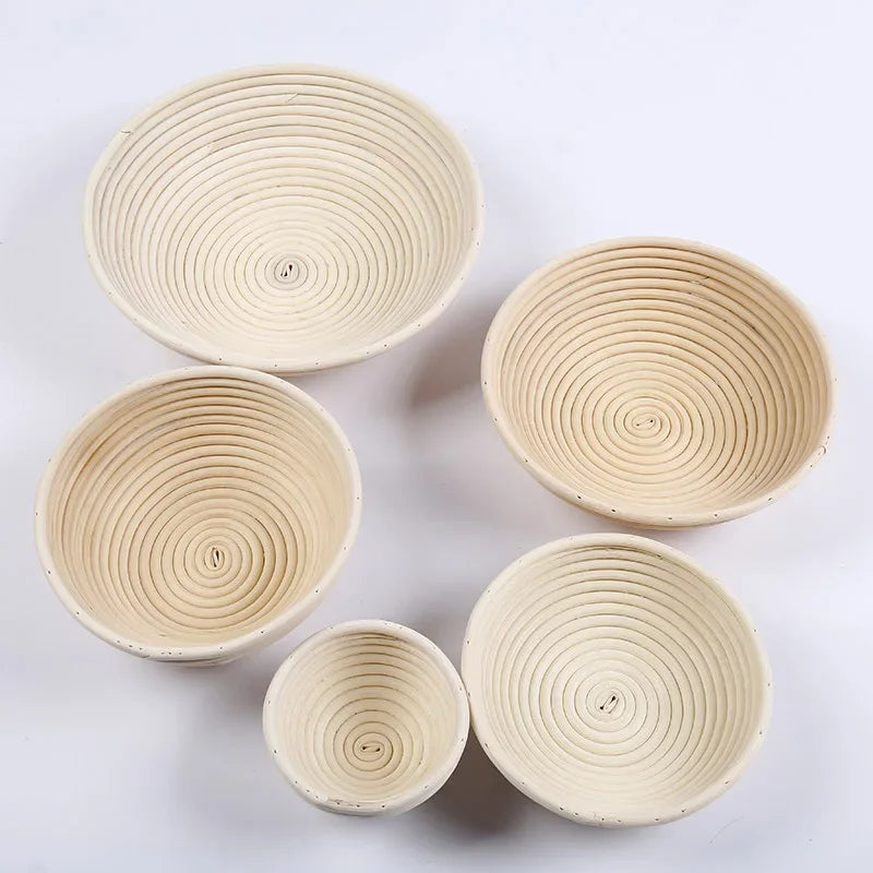 Rattan Bread Proofing Basket with Listed Linen Liner, Round or Oval Sourdough Banneton Selections and Separate Tool or Multi-Piece Options for Home Bread Making