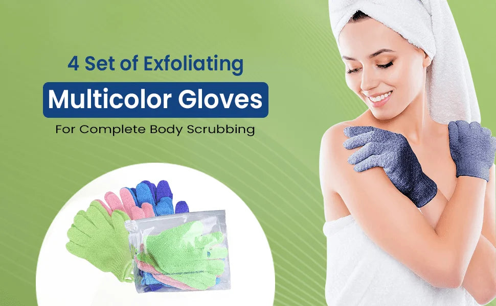 Exfoliating Bath Gloves, Double-Sided Body Scrubbing Accessories in Random Colors with 1, 3, 5 or 10 Individual Pieces for Adult Shower and At-Home Spa Routines