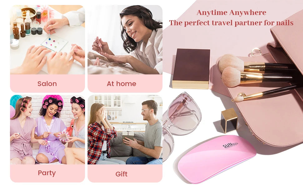 Mini UV LED Nail Lamp by LINMANDA, Portable 6W USB Gel Polish Curing Light with 45s and 60s Timer Settings in Pink and White Option Labels