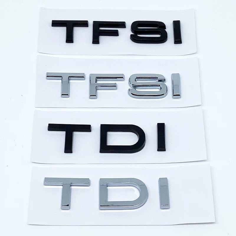 Car Letter Badge Emblem in 3D ABS, Silver or Glossy Black with A1, A3, A4, A5, A6, A7, A8, TDI and TFSI Options for Compatible Trunk and Fender Decoration