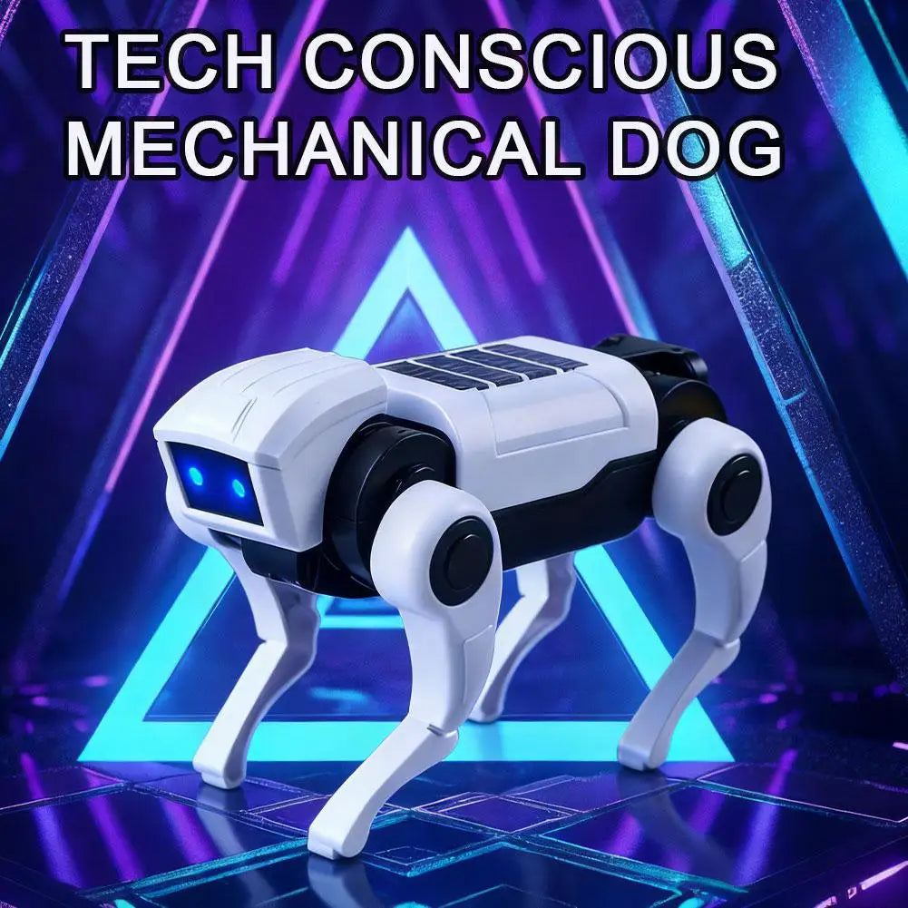 DIY Robot Dog Toy with Walking Movement and Blue LED Eyes, Battery-Powered Mechanical Puppy with Assemble-Yourself Legs in White or Green for Hands-On Play