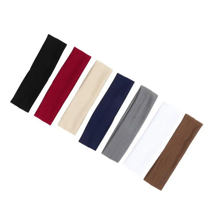 Elastic Sports Headbands for Women, Seven-Piece Stretchy Cloth Hairband Set in Black, Pink, Grey or Style Selections for Yoga, Running and Casual Hair Styling