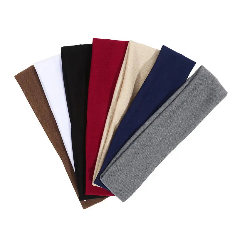Elastic Sports Headbands for Women, Seven-Piece Stretchy Cloth Hairband Set in Black, Pink, Grey or Style Selections for Yoga, Running and Casual Hair Styling